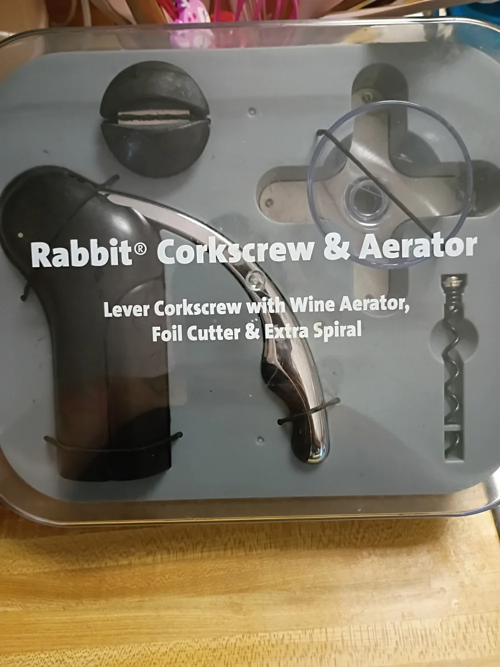 Rabbit® Black Corkscrew & Aerator Set - Lever Corkscrew with Foil Cutter